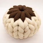 White and Coconut Brown Flower Cushion