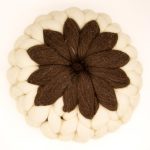 Flower Cushion White and Brown Coco Wool XXL