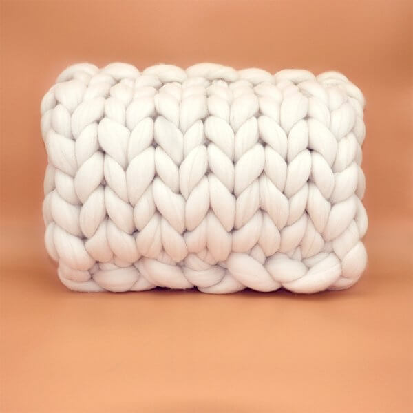Rectangular White Wool XXL Cushion