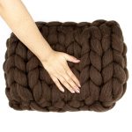 Rectangular Brown Merino Wool Cushion