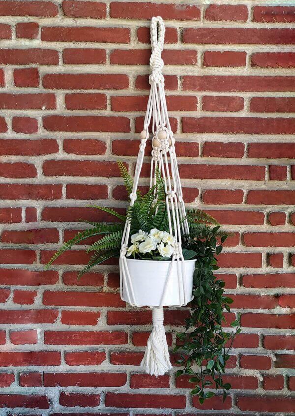 Macrame Plant Hanger with Wooden Beads